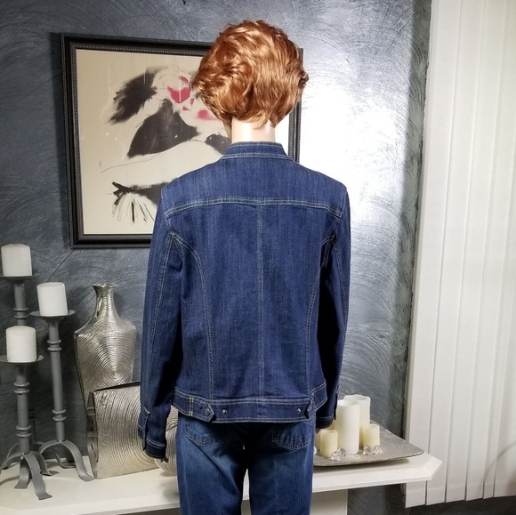 🍎HP🍎CHRISTOPHER & BANKS MOTO DENIM JACKET P/XL - Picture 3 of 8